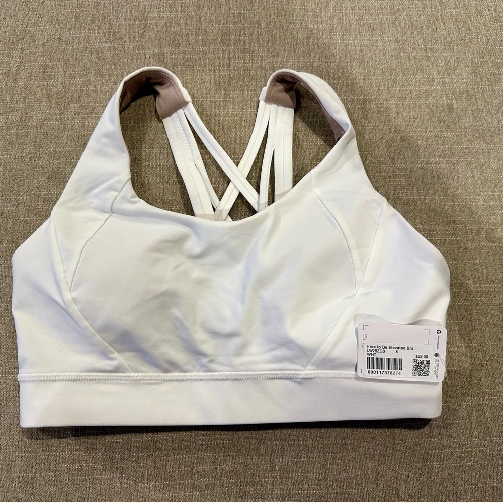*NWT* Lululemon White Free To Be Elevated Sports Bra Size 8